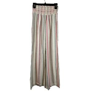 Rewash Wide Leg Tan Stripe Palazzo Linen Blend Pants Size Med EUC #0428